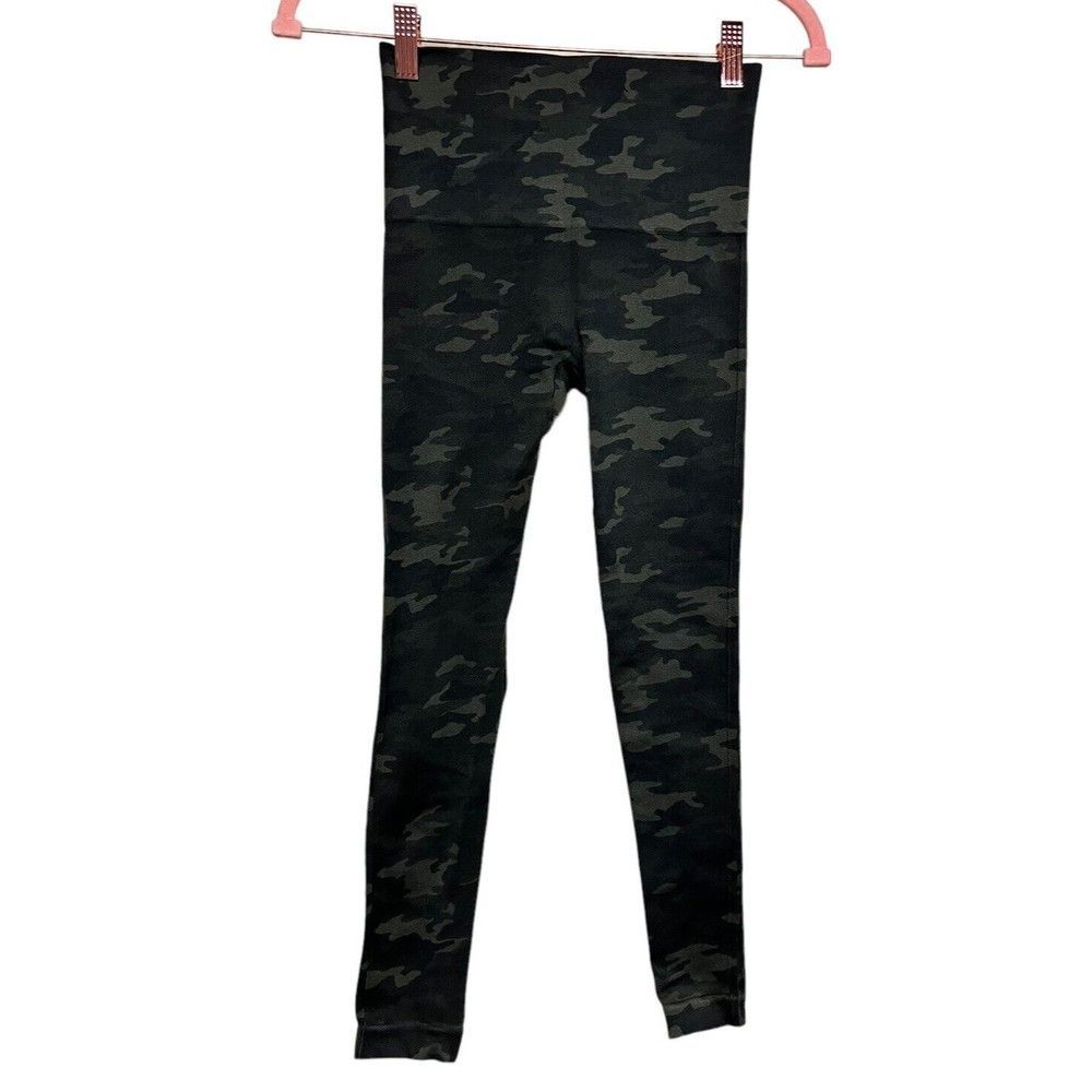 SPANX Look At Me Now Green Camo Cropped Skinny Seamless Leggings Women's Size S